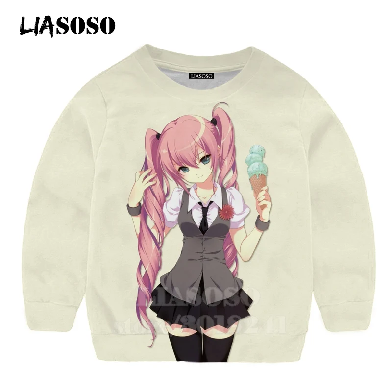 9 LIASOSO детей толстовки 3D принт аниме девочка Hatsune Толстовка Miku детская модная футболка для мальчиков и девочек с принтом и круглым вырезом, топ, Детский свитер для подростков B174-4 - Цвет: 9