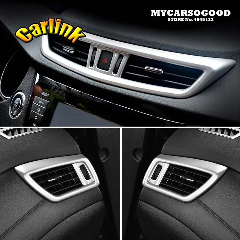 

Для Nissan X-Trail, космического аппарата изгой, T32 2015-2018 ABS матовая Средняя/левый и правый воздуха наклейка на розетку Накладка для леворульных авт...