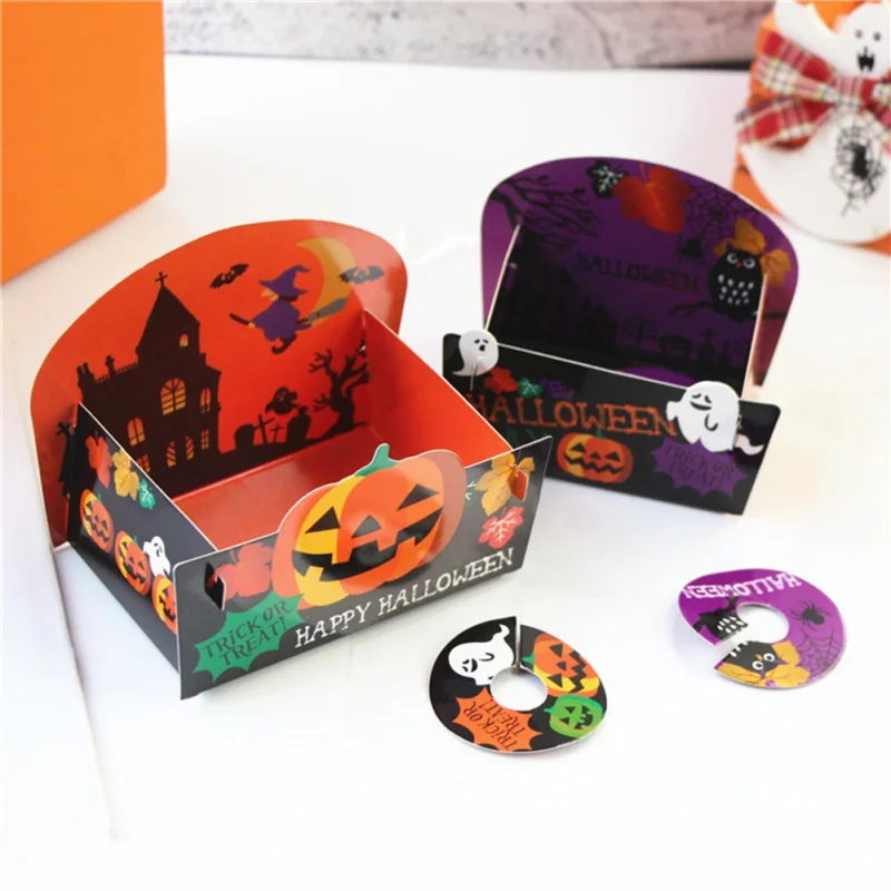 

50PCS/Lot Halloween Theme Series Snack Bag Packaging Supplies Kraft Paper Holiday Baking Food Grade Packaging Candy Bag