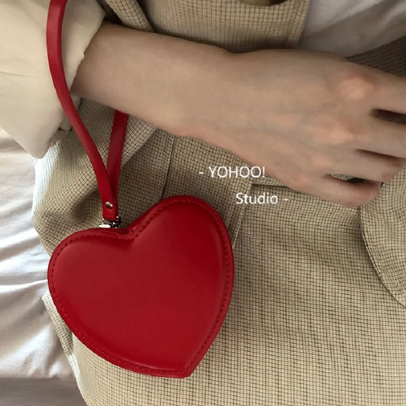 Cute Heart-shaped Coin Purse Girl Handbag Clutch Bag Coin Bag Card Bag Red  Love Wallet Heart Bag - AliExpress