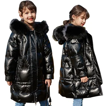 

HH Winter Down Jacket for Girls Fashion 90% Duck Down Coat Children Long Thicken Hooded Waterproof Parkas Outerwear Girl Clothes