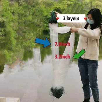 

Fish Net Sinking Net Gill Net Fishing Hand Cast Network with Floats Lead Sinker 100mx2mx3.2inch