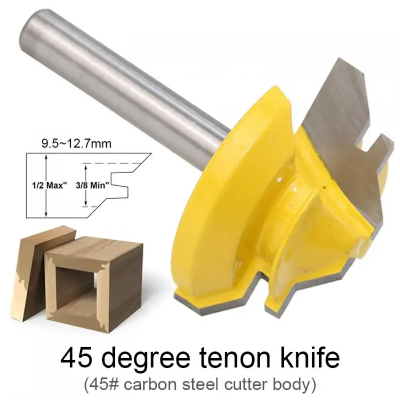 

1 pcs 1/4" Shank 45 Degree Lock Miter Router Bit Woodworking Tenon Milling Cutter Tool Drilling Milling For Wood Carbon Steel