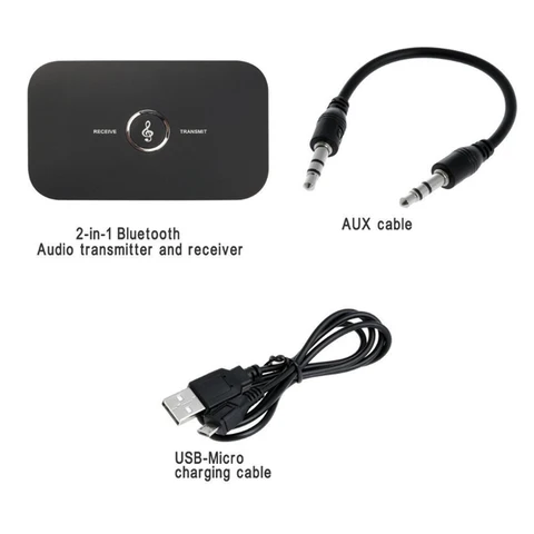 5.0 Audio Receiver Transmitter With Battery 3.5MM AUX Jack USB Dongle Stereo Music Wireless Adapters For TV PC Car Kit
