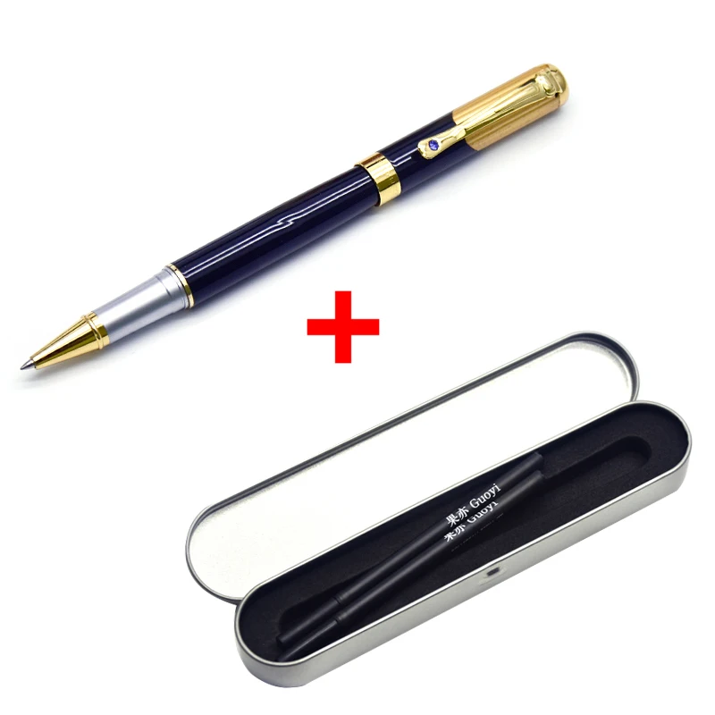 gift-2 Black ink Guoyi C005 DIY Роскошная металлическая гелевая ручка 0,5 мм остроконечные канцелярские принадлежности для офиса и обучения школьные канцелярские принадлежности подарок Отель Шариковая ручка для бизнеса - Цвет: gift-2 Black ink