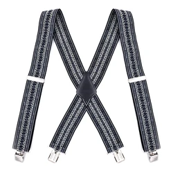 Men's Heavy Duty Big Size Adjustable High Elastic Suspenders Braces 5cm Wide X-Shape 4 Strong Clips Trouser Pants Strap Belt