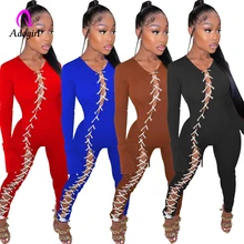 Aliexpress - Fitness Women Rompers Sexy Knitted Long Sleeve Bodycon Jumpsuit Hollow Out Bandage One Piece Club Birthday Outfits Activewear