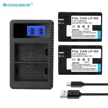 

LPE6 LP-E6 E6 Battery Charger for Canon EOS 5DS R 5D Mark II 5D Mark III 6D 7D 80D EOS 5DS R Camera 2200mah Batteries