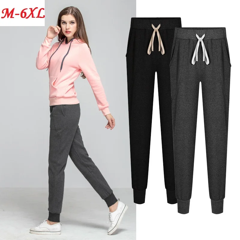 

Spring Woman Casual Sporting Pants Autumn Winter Lady's Thick Harem Pants Women's Clothing Lace-up Long Trousers Plus Size Pants