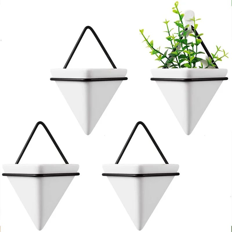 Трехугловая настенная ваза, набор из 4 подвесных вазон, геометрический настенный вазон, Декор, воздушный контейнер для растений для дома и офиса