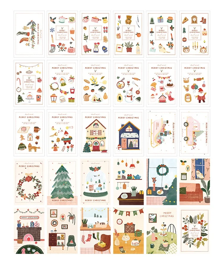 30 шт./компл. открытка merry christmas С наилучшими пожеланиями, мультфильм открытки на день рождения открытка на Рождество и подарок на год