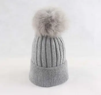

winter hat girls real mink pompom hat258