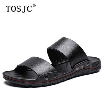 

TOSJC Summer Men's Casual Slippers Lightweight Non-slip Beach Shoes for Male Outdoor Soft Sandals Breathable Flat Shoes Zapatos