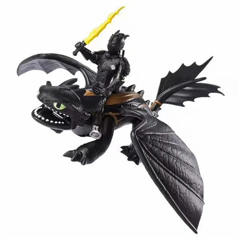 

How to Train Your Dragon 3 hei bai long Toothless Night Fury Can Be Placed Wings Mobile Garage Kit Model