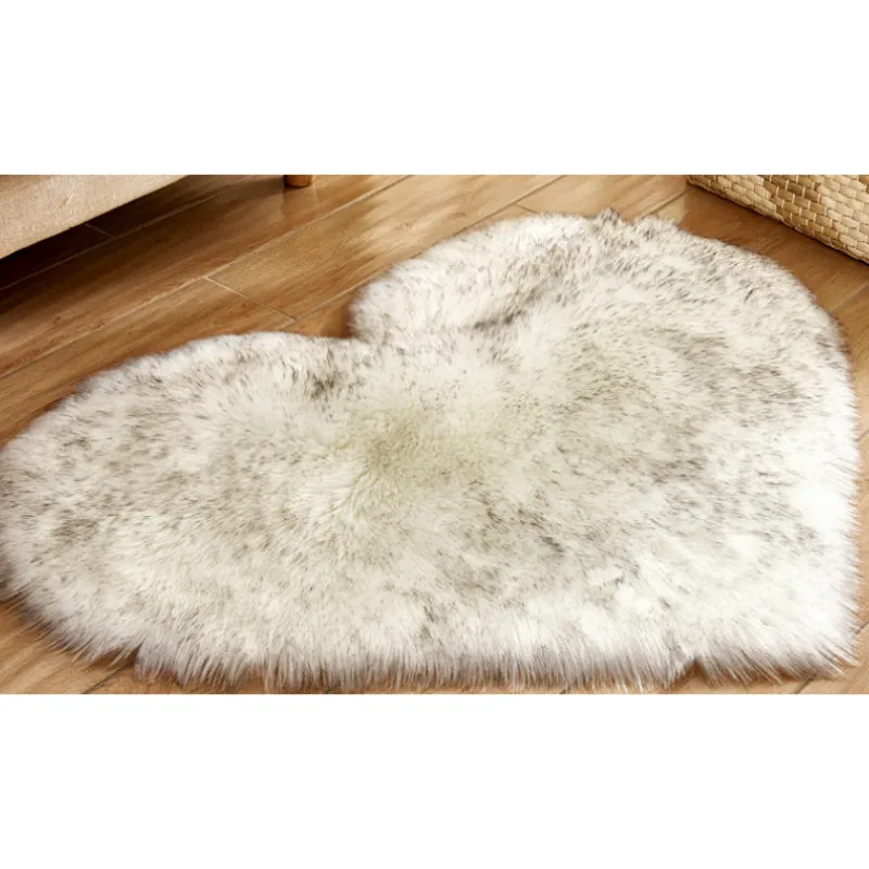 White gray Love Heart Shaped Shaggy Fluffy Rugs Lover Hotel Room Decor Rug Carpet Bedroom Floor - Цвет: White gray