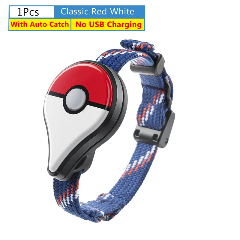 Auto Catch Red White Bluetooth браслет с автоматической ловлей для игры Pokemon Go Plus, аксессуары для часов с браслетом, часы с зарядкой от usb - Цвет: Auto Catch Red White