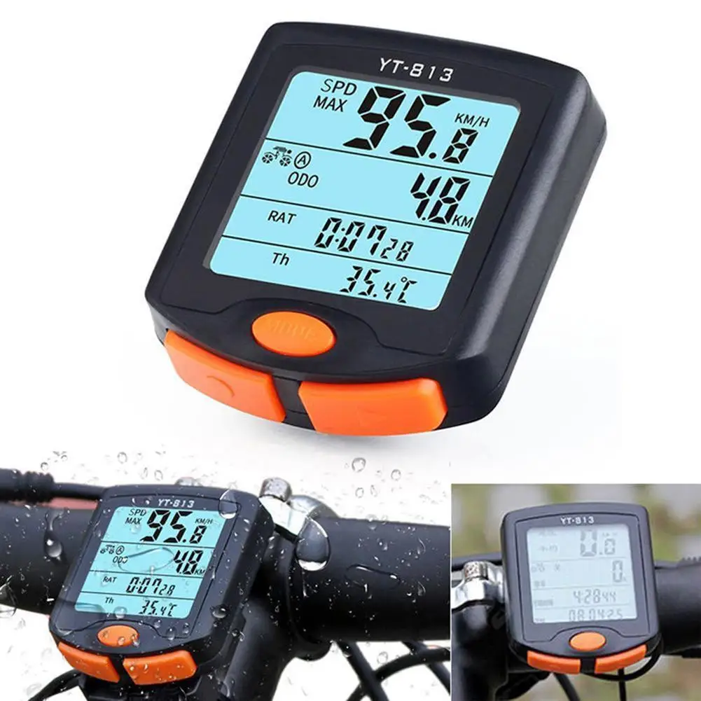 Waterproof Wireless Bike Bicycle Computer LCD Speedometer Odometer Counter Wire 