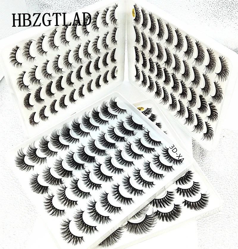 HBZGTLAD 20 pairs Wispy Fluffy natural long false eyelashes makeup 3d mink lashes Stage Makeup eyelash extension for beauty 5D | Красота и