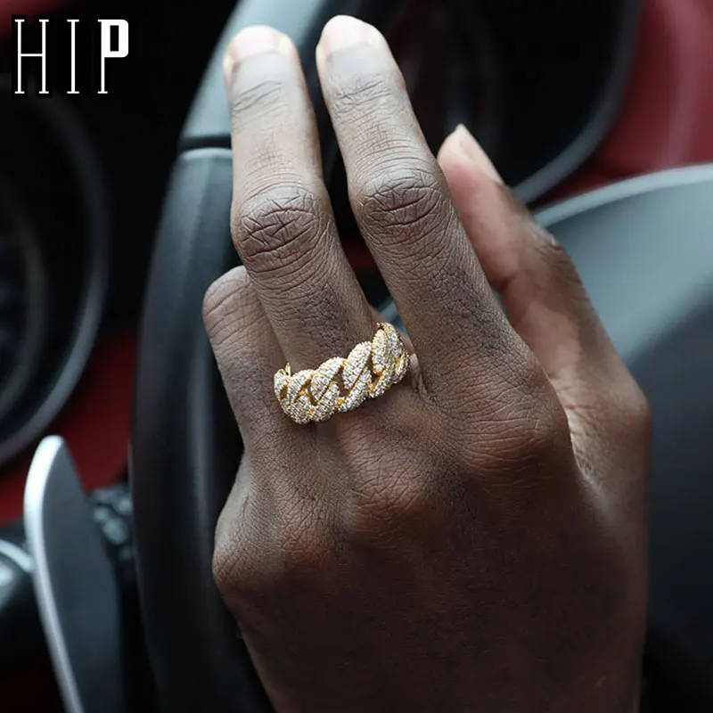 HIP Hop Classic CZ Cuban Prong Ring Gold Silver Color Iced Out Zircon ...