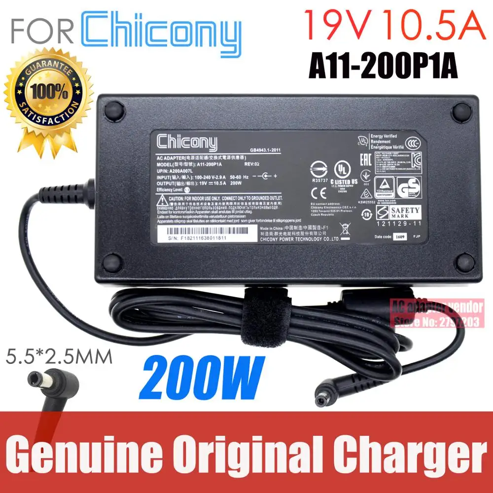 Оригинальный A200A007L AC адаптер A11-200P1A 19V 10.5A 200W Питание для Clevo P650RG P670RG P671RG SAGER NP8152 NP8176 |