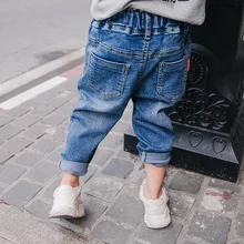 Комплекты для мальчиков джинсовые брюки детские «рваные» джинсы на осень и весну, детская спортивная куртка в Корейском стиле-Стиль Western Стиль штаны детские рваные джинсы, детские штаны, брюки для девочек