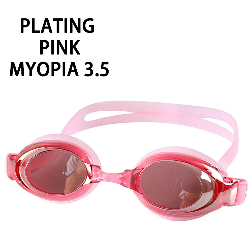PINK Myopia 350 Оптическая диоптрия для плавания, очки для плавания, очки для близорукости, очки для плавания, силиконовые, анти-запотевающие, с покрытием, для взрослых, очки по рецепту - Color: PINK Myopia 350