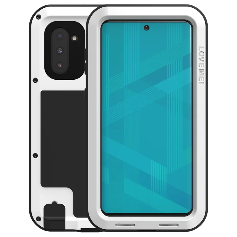 Мощный чехол Love Mei для samsung Galaxy Note 10/Note 10 Pro Note10 Plus противоударный металлический алюминиевый чехол - Цвет: Белый