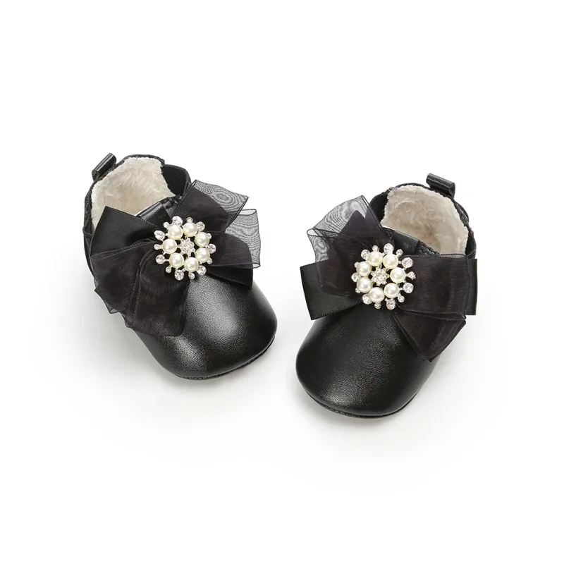 B warm short boots fashion new style Flower pu leather baby moccasins shoes sofe sole baby girls boys shoes baby boots - Цвет: B