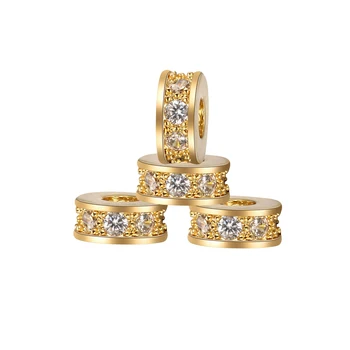 

Flat Loose Beads Cubic Zircon Separate Beads for Jewelry Making DIY Copper Metal Brass Micro Pave Accessories Bracelet Wholesale