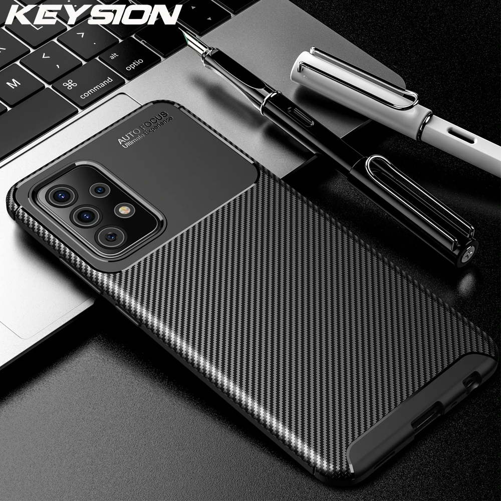 KEYSION Phone Case for Samsung A52S A72 A73 A33 A53 A13 5G Carbon Fiber Texture Shockproof back Cover For Galaxy A12 A22 A82 A32 samsung cases cute