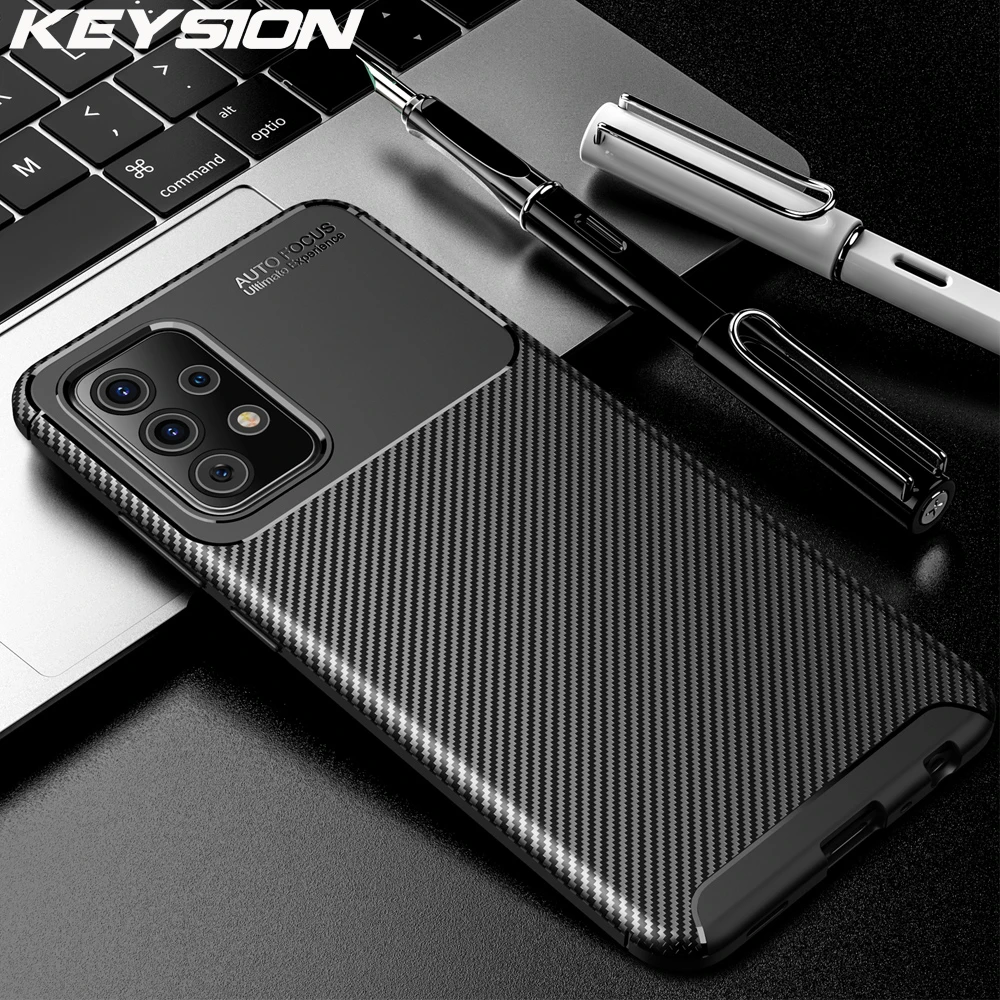 galaxy s22 ultra case KEYSION Phone Case for Samsung A52S A72 A73 A33 A53 A13 5G Carbon Fiber Texture Shockproof back Cover For Galaxy A12 A22 A82 A32 galaxy s22 ultra flip case