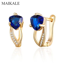 MAIKALE, новые модные серьги с цирконием кубической огранки геометрический золотистый CZ Серьги с драгоценными камнями для женщин, вечерние ювелирные изделия, подарки для девочек