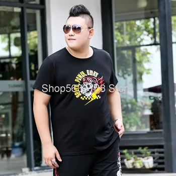 

1043 Skull Super Brand Big Size Men's Wear Printing Short Sleeve T Shirt Fat Man Top Fat Summer Dress 2020