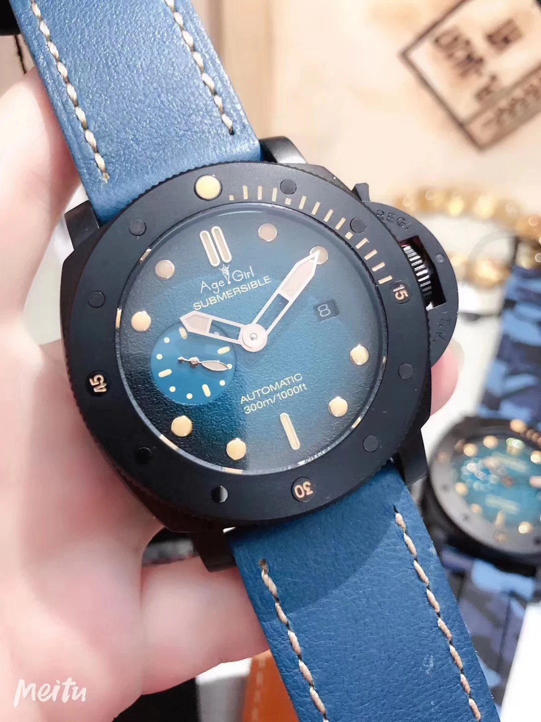 

Luxury Brand New Men Automatic Mechanical Sapphire Stainless Steel DLC Titanium Black Blue Rubber Leather Luminous Watch Sport