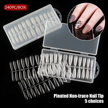 

Coffin Flat French False Nail Tips half Nail Art Acrylic Gel C Curve Tips 240PC Nails Art Tips Flat Shape Nails Extensions Decor