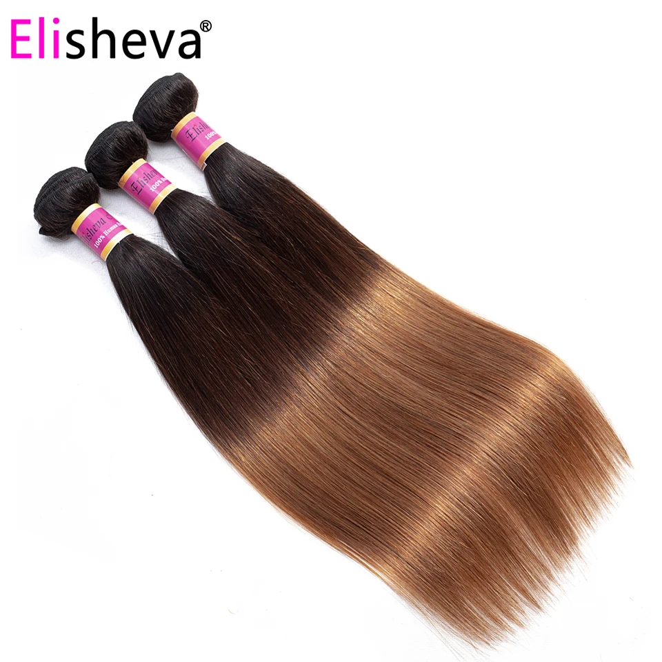 Elisheva индийские волосы плетение 1b/4/30ThreeTone Ombre Пучки С фронтальной прямой Nonremy