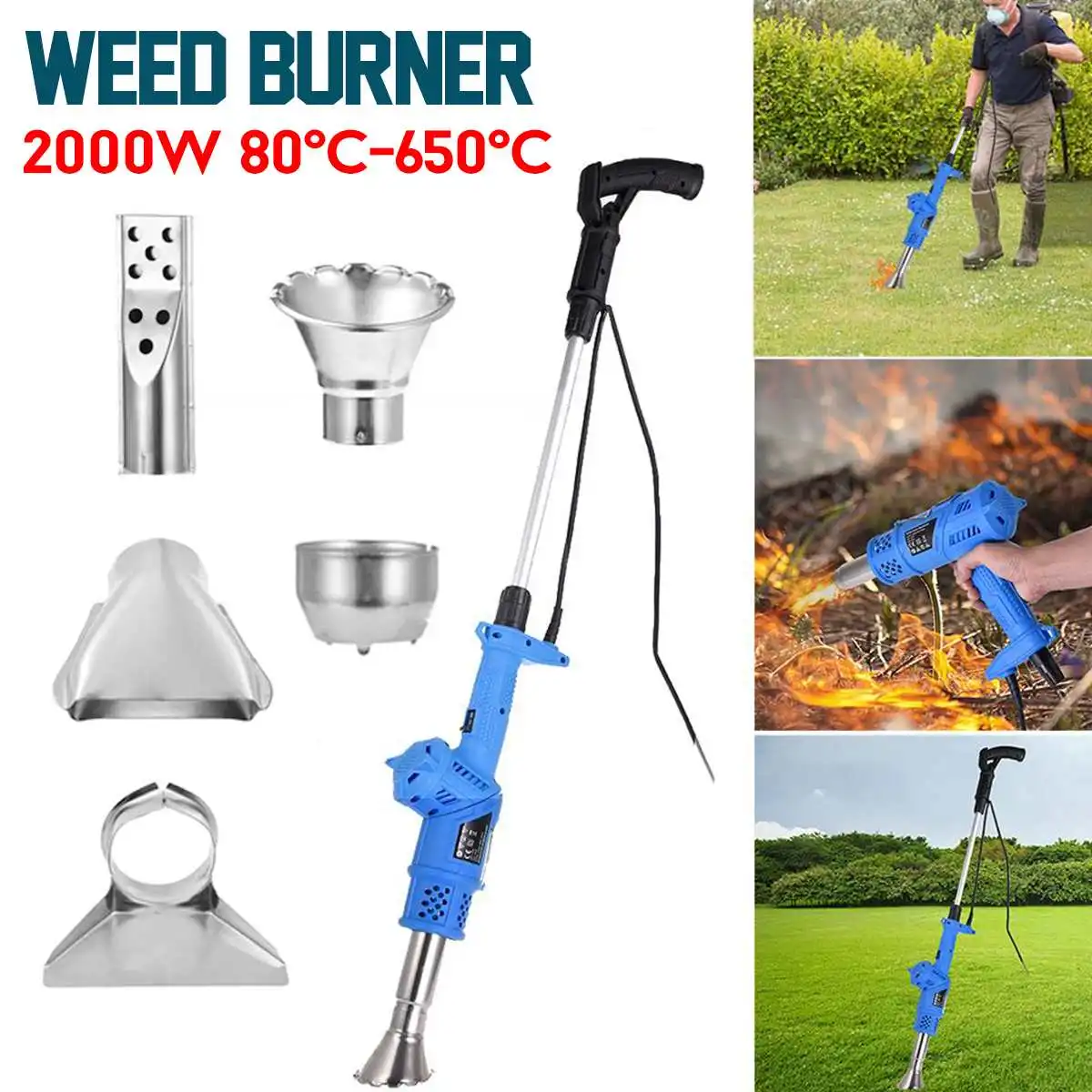  Electric Lawnmower Weeder 3-in-1 2000W Power Garden Tools Weeds Burner Professional Weeding High Ef