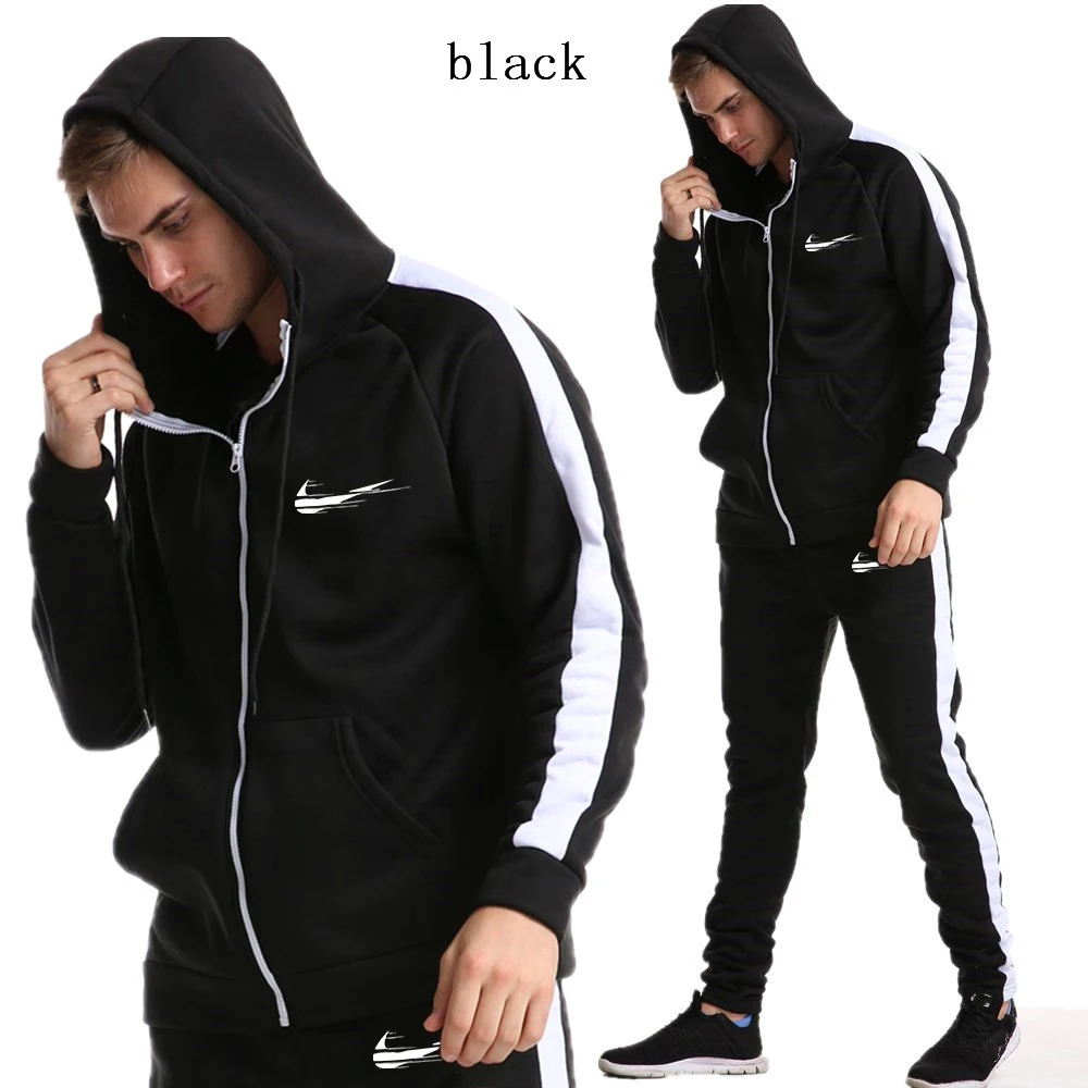 

Men's Hoodie 2019 Spring and Autumn Men's Casual Hoodie Sweatshirt Men's Fashion Print Zip Hoodie, Sweatshirt + Sweatpants 2 Pie
