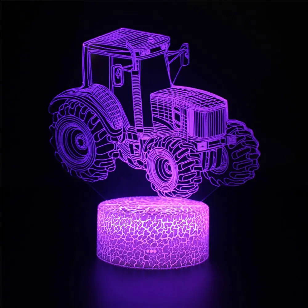 3D LED 야간 조명 트랙터 자동차 테이블 램프, 침실 장식 램프, , 어린이, 생일 선물