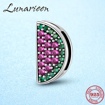 

Hot Sale 925 Sterling Silver Pink Green Crystal Zircon Watermelon Charm Diy Fit Original Reflection Charms Bracelet Fine Jewelry