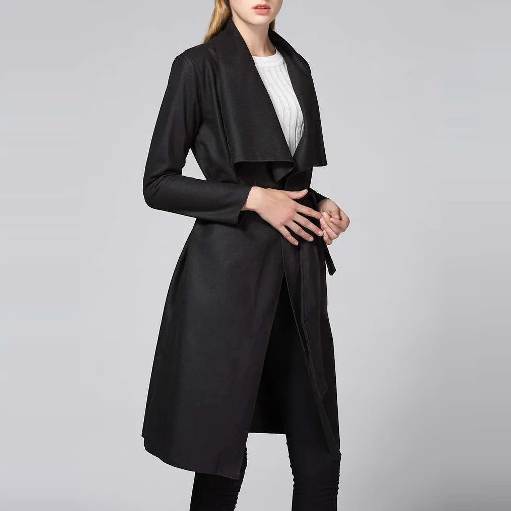 FEITONG зимняя женская однотонная шапка необычный пояс пальто кардиган верхняя одежда новое поступление