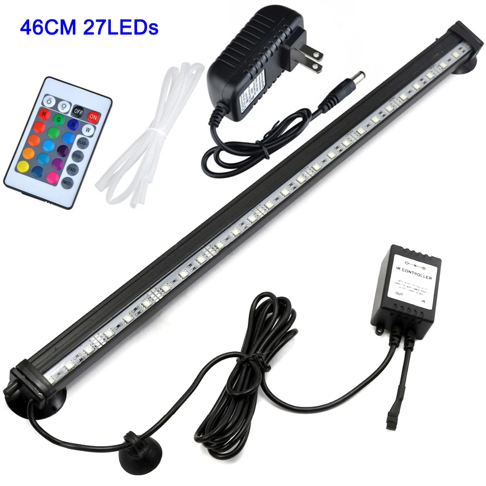 Aquarium Light LED 16- 51CM 5050 RGB Waterproof Remote Control Lamp Aquarium Fish Tank Underwater Submersible Light D30 - Цвет: US 46CM