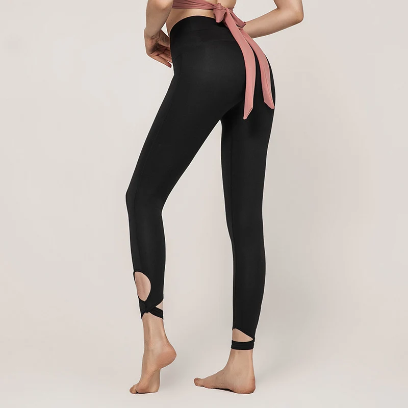 Fashion High Waist Capri 1PC Back Bowknot Cross Lace Up Comfortable Soft Elastic Gym Fitness Workout Running Tops Sports Bra