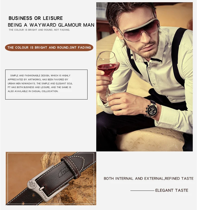 FRALU Men belt High Quality cow genuine leather luxury strap male belts for men new fashion classice vintage pin buckle