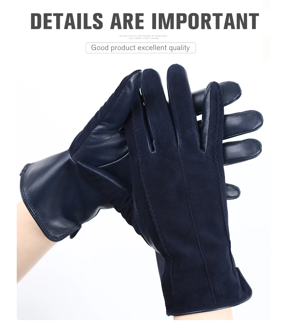 Colored Suede women's leather gloves,warm winter gloves,High-end leather gloves women,winter sheepskin women's gloves-2007