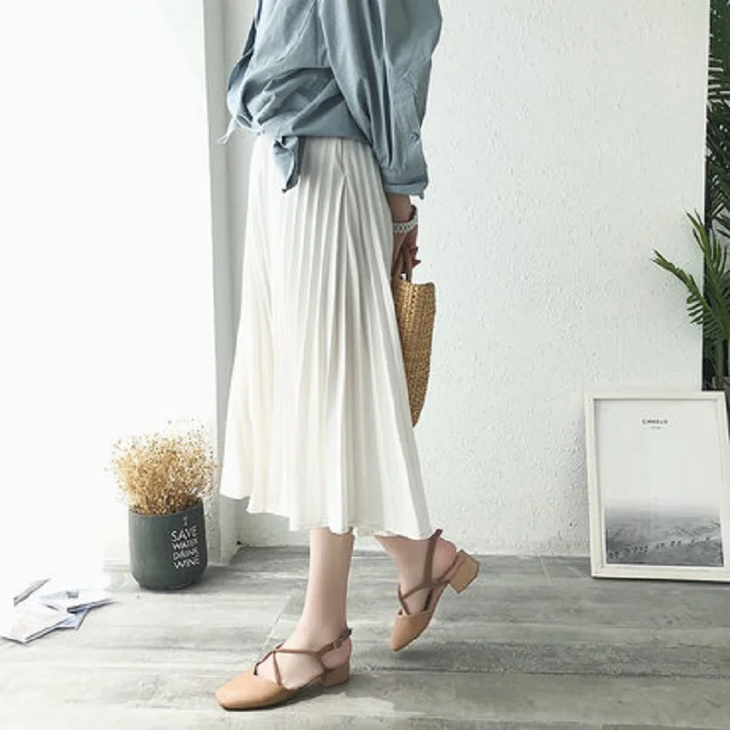 Baotou sandals female summer new wild thick with a word with high heels shoes