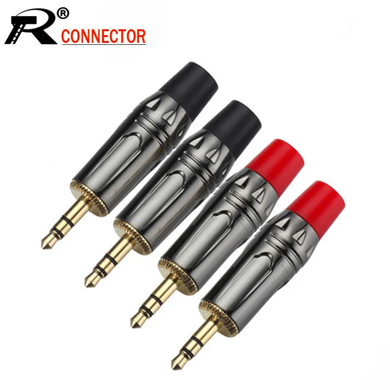 Pólo Masculino Stereo Plug Conector de Áudio Jack 3.5 Milímetros 24k Banhado a Ouro Conectores de Fone de Ouvido Plugue de 3.5 mm Fio 10 Peças Lote