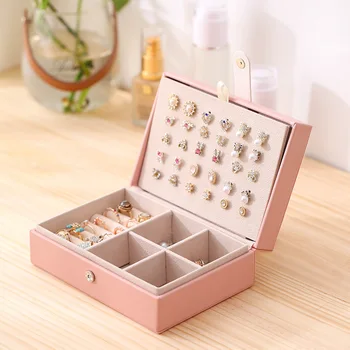 

PU Leather Jewelry Storage Box Earring Ring Necklace Storage Box Multifunctional Jewelry Box Ladies Cosmetic Beauty Showcase