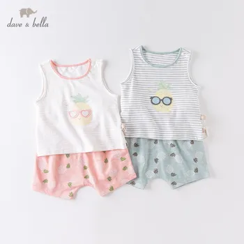 

DB13362 dave bella summer baby boys fashion striped cartoon clothing sets kids handsome sleeveless sets children 2 pcs suit