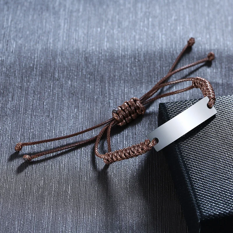 Customize Stainless Steel Blank ID Tag Bracelet For Men Women Children Personalized Bracelet Adjustable GOD IS GREATER Jewelry